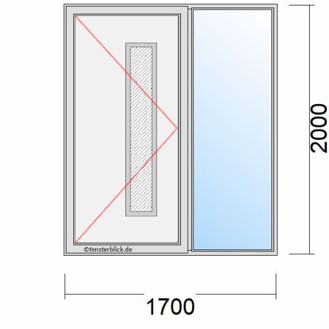 Haustür 1700x2000mm Dreh-Links Seitenteil Rechts