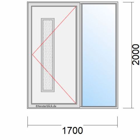 Haustür 1700x2000mm Dreh-Rechts mit Seitenteil Links