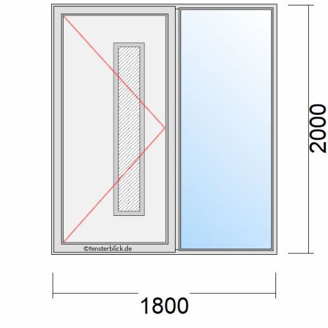 Haustür 1800x2000mm Dreh-Links Seitenteil Rechts