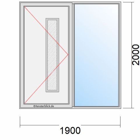 Haustür 1900x2000mm Dreh-Links Seitenteil Rechts