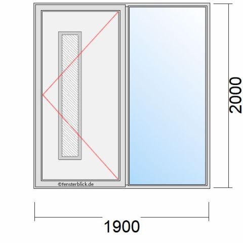 Haustür 1900x2000mm Dreh-Rechts mit Seitenteil Links