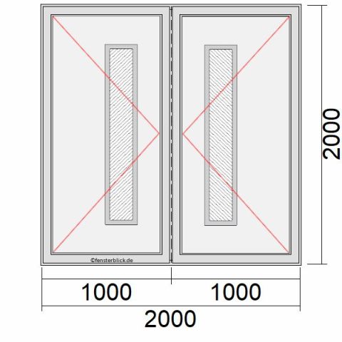 2-flg. Haustür 200x200cm mit Stulp