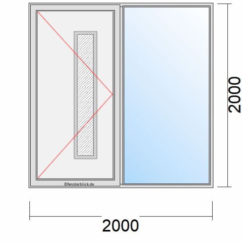 Haustür 2000x2000mm Dreh-Links Seitenteil Rechts