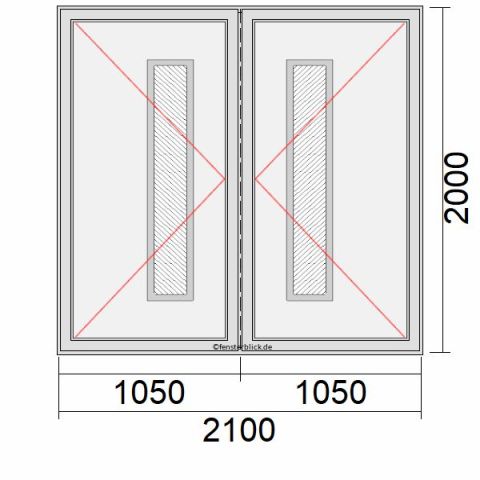 2-flg. Haustür 210x200cm mit Stulp