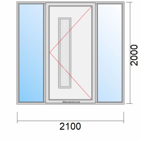 Haustür 2100x2000mm Dreh-Rechts Seitenteil beidseitig