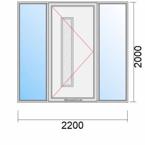 Haustür 2200x2000mm Dreh-Rechts Seitenteil beidseitig