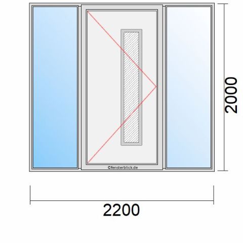 Haustür 2200x2000mm Dreh-Links Seitenteil beidseitig