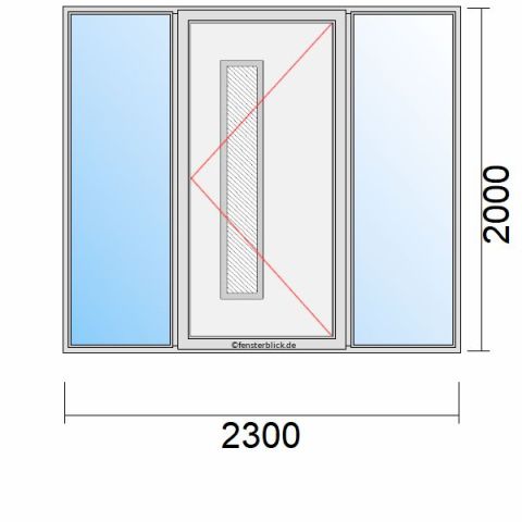 Haustür 2300x2000mm Dreh-Rechts Seitenteil beidseitig