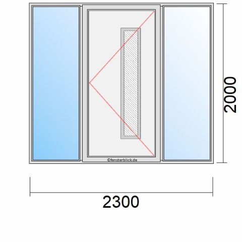 Haustür 2300x2000mm Dreh-Links Seitenteil beidseitig