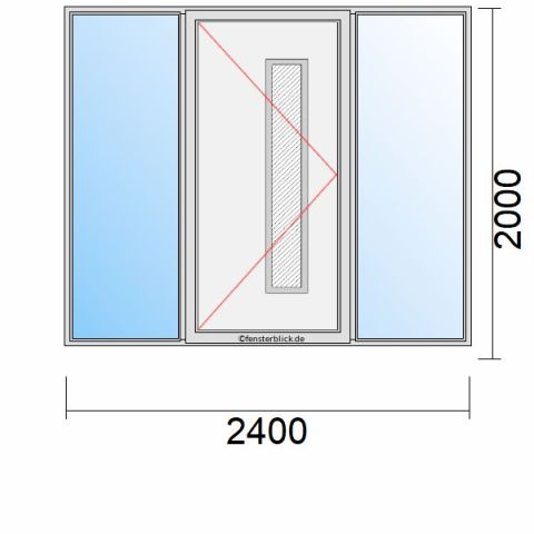 Haustür 2400x2000mm Dreh-Links Seitenteil beidseitig