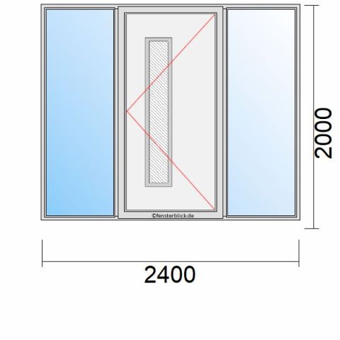 Haustür 2400x2000mm Dreh-Rechts Seitenteil beidseitig