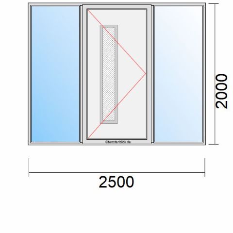 Haustür 2500x2000mm Dreh-Rechts Seitenteil beidseitig