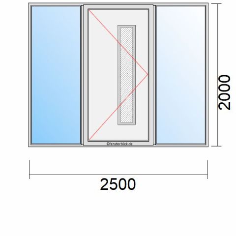 Haustür 2500x2000mm Dreh-Links Seitenteil beidseitig