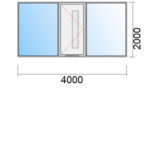 Haustür 4000x2000mm Dreh-Links Seitenteil beidseitig