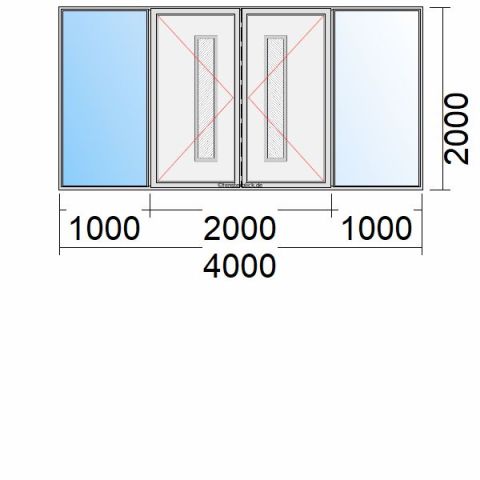 2-flg. Haustür 400x200cm mit Stulp