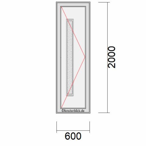 Haustür 600x2000mm DL schematische Zeichnung