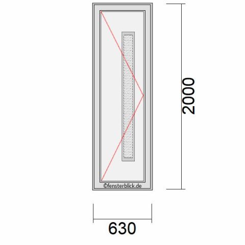 Haustür 630x2000mm DL schematische Zeichnung