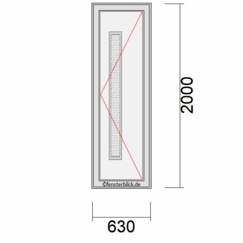 Haustür 630x2000mm DR schematische Zeichnung