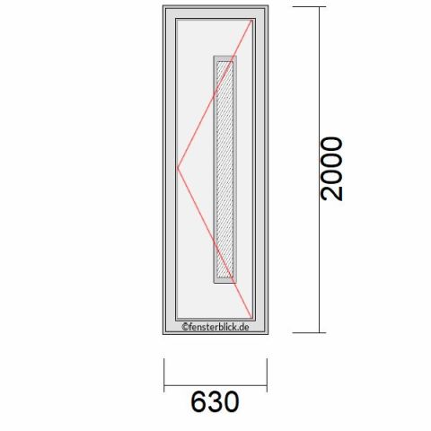 Haustür 630x2000mm DR schematische Zeichnung