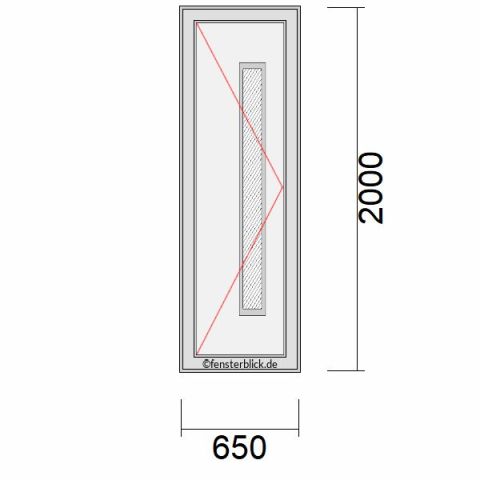 Haustür 650x2000mm DL schematische Zeichnung