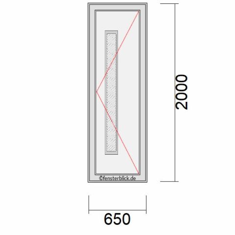 Haustür 650x2000mm DR schematische Zeichnung