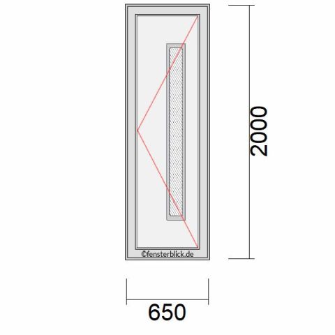 Haustür 650x2000mm DR schematische Zeichnung