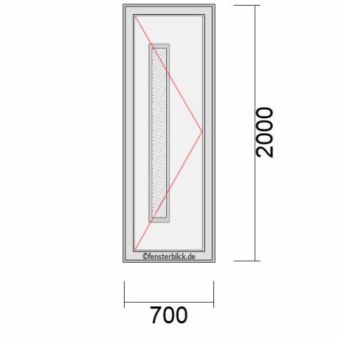 Haustür 700x2000mm DL schematische Zeichnung