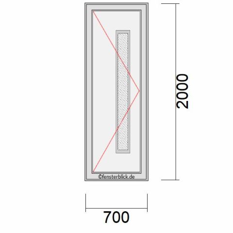 Haustür 700x2000mm DL schematische Zeichnung