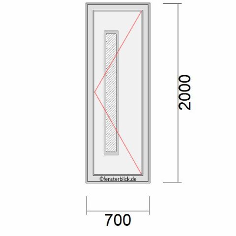 Haustür 700x2000mm DR schematische Zeichnung