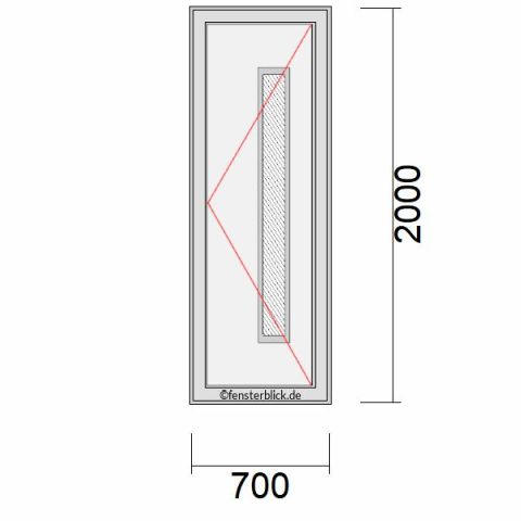 Haustür 700x2000mm DR schematische Zeichnung