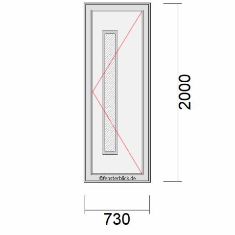 Haustür 730x2000mm DR schematische Zeichnung