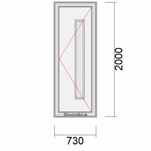 Haustür 730x2000mm DR schematische Zeichnung