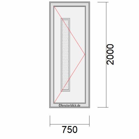 Haustür 750x2000mm DL schematische Zeichnung