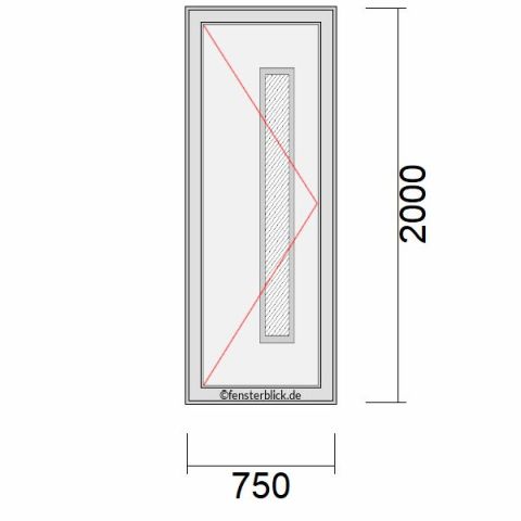 Haustür 750x2000mm DL schematische Zeichnung