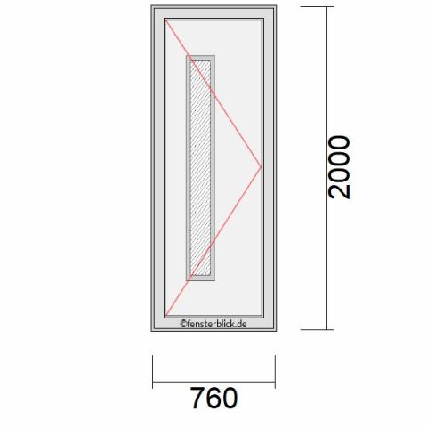 Haustür 760x2000mm DL schematische Zeichnung