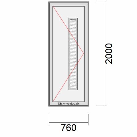 Haustür 760x2000mm DL schematische Zeichnung