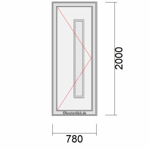 Haustür 780x2000mm DL schematische Zeichnung