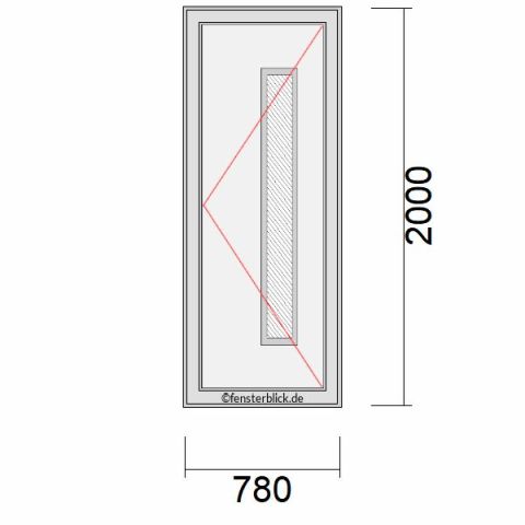 Haustür 780x2000mm DR schematische Zeichnung