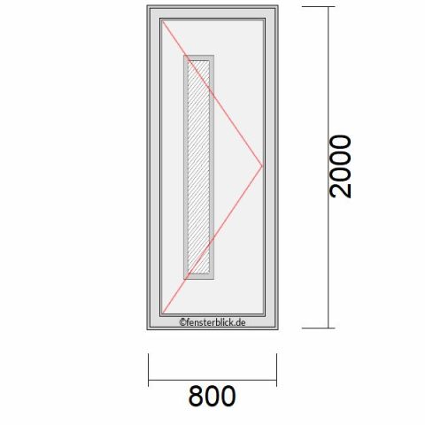 Haustür 800x2000mm DL schematische Zeichnung