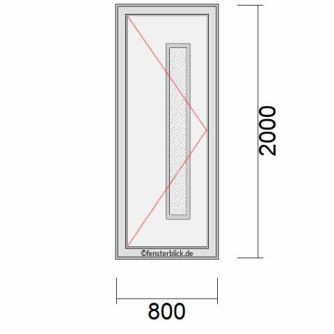 Haustür 800x2000mm DL schematische Zeichnung