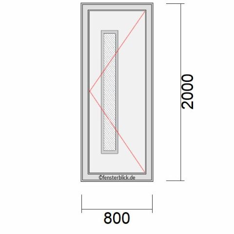 Haustür 800x2000mm DR schematische Zeichnung