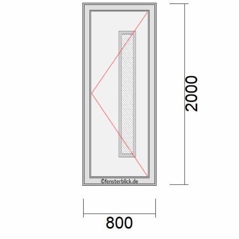 Haustür 800x2000mm DR schematische Zeichnung