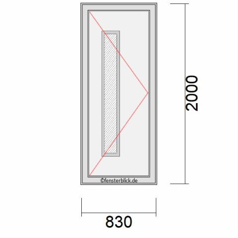 Haustür 830x2000mm DL schematische Zeichnung