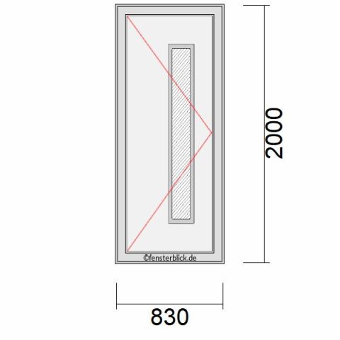 Haustür 830x2000mm DL schematische Zeichnung