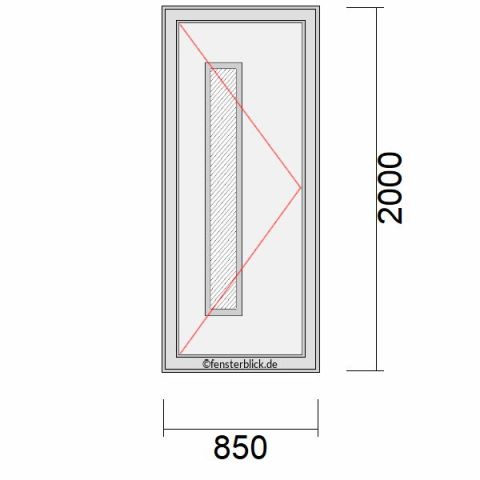 Haustür 850x2000mm DL schematische Zeichnung