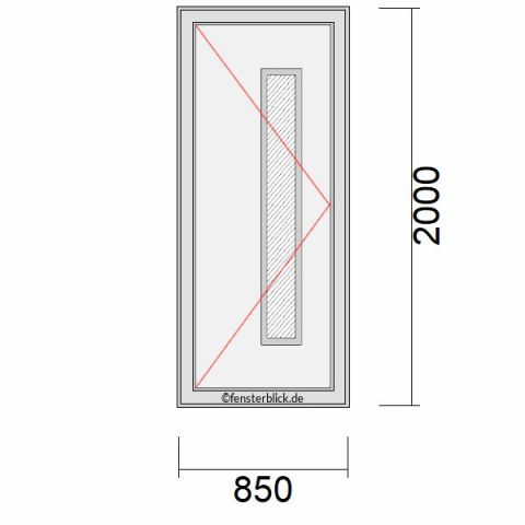 Haustür 850x2000mm DL schematische Zeichnung