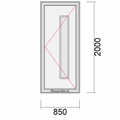 Haustür 850x2000mm DR schematische Zeichnung