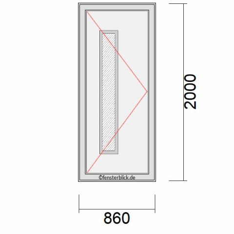 Haustür 860x2000mm DL schematische Zeichnung