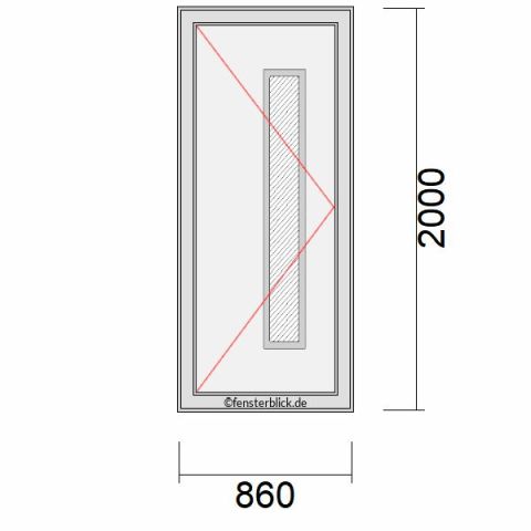 Haustür 860x2000mm DL schematische Zeichnung