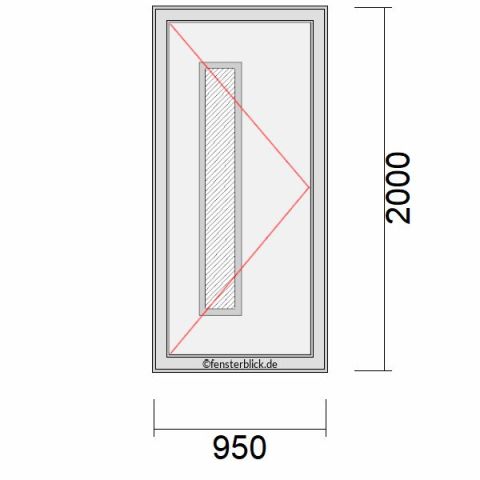 Haustür 950x2000mm DL schematische Zeichnung